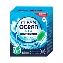  Экологичные таблетки для посудомоечных  машин Ocean Сlean bio 100 шт 